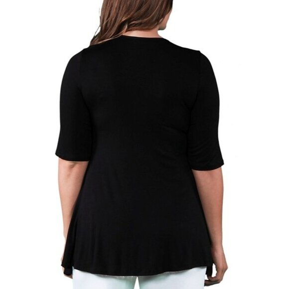 24seven Comfort Apparel Plus Size Tunic Top Black Size 3X - Picture 2 of 3